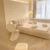 Crema Estilo Ins Tecnología Moderna Tela de Terciopelo Puff de Cama Puff de Cama Simple Tela de Cama Cama Hogar Nube Cama Doble