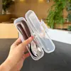 Acero inoxidable 316 con veta de madera juego de cuchara y tenedor para niños cuchara de lingote portátil cuchara para comida de bebé cuchara para comer para niños pequeños