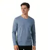 Camisetas Versátiles Cómodas de Cuello Redondo para Hombre Transfronterizas, Transpirables, Suaves y Amigables con la Piel para Primavera y Otoño, Camisetas de Manga Larga para Hombre