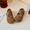 Zapatos Casuales Retro Birkenstock para Niñas con Suela Gruesa de Lana Mocasines 2025 Otoño/Invierno Nuevo Estilo Coreano Mary Jane Planos