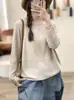 Nuevo Suéter de Punto Holgado de Manga Larga de Color Sólido con Cuello Redondo de Tencel Otoño/Invierno 2026 Versátil Adelgazante para Mujer