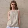 Chaleco de Lino Estilo Old Money, Top de Lino sin Mangas de Corte Relajado para Mujer, Sencillo Top Casual de Verano con Cuello Redondo