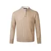 Suéter de estilo Old Money de dos piezas falso para hombre, otoño, estilo americano, hombro derecho, tejido trenzado texturizado, tejido en capas en caqui