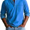 Camiseta Masculina de Manga Longa com Gola Redonda para Outono e Inverno - Pulôver Respirável Slim Casual Camiseta Básica de Manga Longa - Top