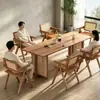 Nova Mesa Longa de Rattan Trançado de Madeira Maciça Estilo Chinês Sala de Chá Mesa Longa Trançada de Rattan Mesa de Arte em Rattan para B&B Negociação Mesa Trançada de Rattan de Madeira Maciça