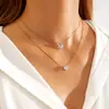 Joias Transfronteiriças Europeias e Americanas, Pingente Elegante em Forma de Gota com Strass, Corrente para Clavícula, Colar Longo Simples em Forma de Bastão, Uso em Camadas Duplas