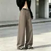 Calça jeans de algodão lavado estilo americano para homens, fina de verão, corte relaxed, cor sólida, reta, casual, calça de perna larga