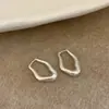 Pendientes de Aro Ovalados Geométricos de Plata S925 Estilo Coreano al por Mayor para Mujer, Pendientes de Aro Geométricos Ovalados de Nicho, Accesorios para Orejas Simples y de Moda