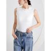 Primavera y Verano nuevo top redondo sin mangas con almohadilla en el pecho para mujer, copa de una pieza simple, ajuste ceñido, cómodo, casual, básico