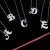 Tu nombre, mi apellido, collar con colgante de 26 letras T cuadradas con diamantes en vivo, letra francesa e inglesa, venta al por mayor