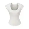 Blusa Manga Curta Immortal Small T Lyocell Tencel Gola U Grande Sensação Pura de Transparência Multicor Slim-fit Camiseta Modeladora