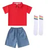 Fantasias de Cheerleading para Performance Infantil, Fantasias de Dança Arco-Íris para Crianças Pequenas, Conjunto de Uniformes para Reunião Esportiva Escolar