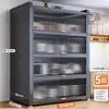 Venta Caliente Estante de Almacenamiento para Cocina del Hogar Gabinete de Acero Multicapa Engrosado Gabinete para Platos Gabinete de Almacenamiento con Ruedas Gabinete de Almacenamiento para Horno de Microondas