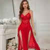 Comercio Exterior Transfronterizo Nuevo Estilo Europeo y Americano Lencería Sexy, Falda Larga Sexy de Malla de Encaje para Mujer con Abertura, Ropa para el Hogar, Conjunto Atrevido