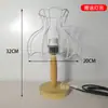 Lámpara de Mesa de Madera Maciza Hecha a Mano DIY Portalámparas de Cuerda de Algodón Tejida Paquete Tejido de Ratán Libro Rojo Pequeño Cuadros de Abuela Accesorios de Material de Ganchillo
