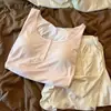 Pijama de renda doce com bojo para mulheres, novo estilo de verão 2026, conjunto de shorts de manga curta amigo da pele para casa, pode ser usado fora