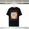 Camiseta Unissex de Manga Curta Verão Casa Masculina Transfronteiriça Casablanca Azul Quadrado Gradiente Estampa de Logo com Letras