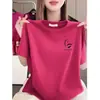 Comércio Exterior Transfronteiriço~Camiseta de Manga Curta de Alta Qualidade para Mulheres, Gola Redonda Solta, Estampada, Emagrecedora, Tamanho Grande Casual, Novo Estilo de Verão