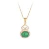 Diseño Estilo Palacio Accesorios Étnicos Colgante Cobre Chapado en Oro Incrustado con Calcedonia Natural Collar Calabaza Verano para Mujer Sensación de Alta Gama