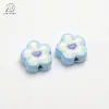 Flor de Corazón de Dos Colores Color Macarrón Lindo Aleación DIY Cadena para Teléfono con Cuentas Collar Accesorios para el Cabello Piezas
