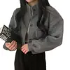 Abrigo de lana casual holgado de longitud corta, estilo coreano, de cuello alto, moderno y genial, para otoño e invierno, de nicho, para mujer