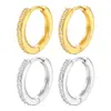 Pendientes de Zirconia de Fila Única y Media Cara de Venta Caliente Transfronteriza Europeos y Americanos Chapados en Cobre Oro de 18 Quilates Pendientes de Moda Unisex