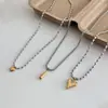 Collar Colgante Corazón y Gota de Agua Bloques de Color Dorado y Plateado para Mujer, Estilo Minimalista, Diseño de Nicho, Acero de Titanio, Cadena para Clavícula que No se Desvanece