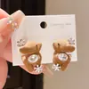 Pendientes de Zirconia Aguja de Plata Ciervo de Terciopelo Flor Otoño e Invierno Pendientes de Dibujos Animados Lindos Creativos Lujo Accesible Pendientes de Gama Alta para Mujeres
