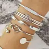 Pulsera de cadena simple personalizada de joyería transfronteriza europea y americana, juego de brazaletes abiertos geométricos brillantes de moda vintage