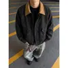 Otoño 2026 Nuevo Chaqueta Abrigo de Cuero PU Tie-dye Bloque de Color Retro para Hombre Marca de Tendencia Superior para Hombre