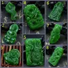 Colgante de Jaspe Imitación Hetian Jade Verde Espinaca Material de Mongolia Exterior Colgante de Joyería de Jade para Regalo de Apertura de Ventas Modelo de Transmisión en Vivo