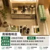 Solução personalizada para a loja inteira para cafeterias comerciais com balcões de bar em aço inoxidável texturizado e caixas registradoras em um novo design de bebidas de chá estilo chinês