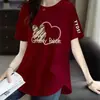 Comercio Electrónico Transfronterizo Despacho Marca Grande Mamá Camiseta de Manga Corta para Mujer Holgada Talla Extra Ropa para Mujer Camiseta de Manga Corta de Longitud Media Top