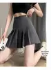 Saia Plissada Preta com Barra Larga, Saia Curta de Cintura Alta para o Verão, Novo Estilo para Mulheres Baixas e Altas, Anti-Exposição, Meia-Saia Estilo College