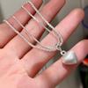 Collar con Colgante de Corazón Cepillado de Doble Capa para Mujer, Gargantilla Nicho de Lujo Ligero de Alta Gama, Exquisita Cadena Versátil para Clavícula Cadena para Suéter