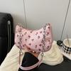Bolsa de Ombro Estampada Fresca e Artística de Verão Bolsa Feminina Nova 2025 Bolsa Feminina Grande Capacidade Transversal Bolsa Axilar
