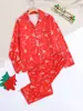 2026 Nuevo Pijama Navideño para Mujer Invierno Seda de Leche Cardigan con Solapa Manga Larga Conjunto de Ropa para el Hogar pajamas