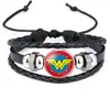 Insignia de Superhéroe Marvel Capitán América Superman Spider-Man Flash Hulk Pulsera de Piel de Vaca con Gema
