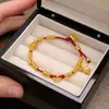 Color dorado cobre chapado preservación del color método antiguo oro arena tejido a mano cuerda roja mate cosas buenas suceden hebilla de seguridad pulsera no es fácil de decolorar
