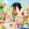 Conejo de Madera de Pascua Transfronterizo DIY para Colorear y Ensamblar Adornos Decorativos Juguetes Creativos Hechos a Mano Fábrica Mayorista