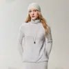 Kang Sai Ni Primera Línea Listo para Usar Suéter 100% Cachemira para Mujer Dobladillo Enrollado Cuello Alto Color Sólido Tejido Capa Base
