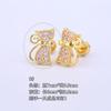 Pendientes de mariposa rosa con microincrustaciones de circonio y acero de titanio 316L chapados en oro y cobre, con diseño de hueso de oreja, joyería con perforación transfronteriza.
