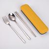 Talheres de Aço Inoxidável 304 Estilo Coreano Portátil Conjunto de Três Peças: Colher, Hashi e Garfo Conjunto de Presente para Exterior Conjunto Estilo Ins