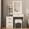 Penteadeira Transfronteiriça com Fechadura, Pequena Mesa de Maquiagem com Armário Integrado, Penteadeira Simples com Espelho Deslizante, Gabinete de Maquiagem, Mais Vendido