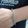 Pulseira masculina de aço inoxidável, bracelete de aço titânio com quilha trançada europeia e americana, joias punk dominadoras que não desbotam, atacado