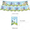 En Stock Decoraciones Transfronterizas Azules para Fiesta de Cumpleaños Suministros Banderín Bandera Adorno para Pastel Set de Globos