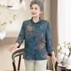Ropa de Verano para Mujeres de Mediana Edad y Mayores, Nueva Blusa Chinoiserie para Abuela, Elegante Top para Madre, Mangas Tres Cuartos, Ropa para Personas de 60 y 70 Años