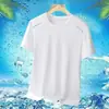 Camiseta de manga corta para hombre, verano, seda de hielo, malla, manga media, casual, talla grande, camiseta para hombre, secado rápido, top holgado T