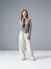 26 Nuevo Suéter de Punto Suave de Mezcla de Lana Soluble en Agua para Otoño Temprano para Mujer, Top Delgado de Manga Larga como Capa Base