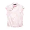 Roupas Europeias e Americanas Femininas Transfronteiriças, Moda Jacquard de Seda com Textura de Cetim, Blusa de Botão Mais Vendida no Aliexpress